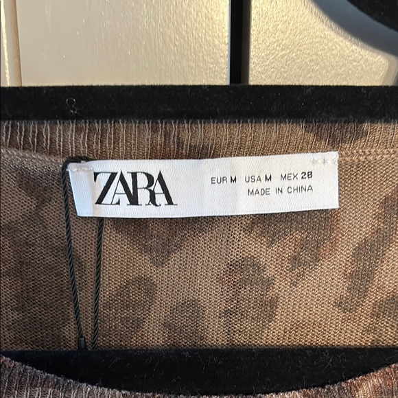 Zara Brown Leopard Print Women's Top NWT - Picture 2 of 5